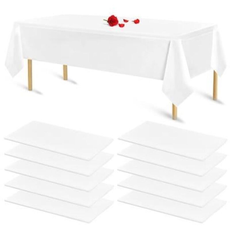 Nappes jetables - Blanc - Lot de 10 - 54 x 108 pouces - Imperméable - Anti-taches