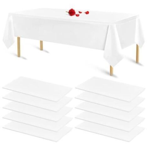 Nappes jetables - Blanc - Lot de 10 - 54 x 108 pouces - Imperméable - Anti-taches