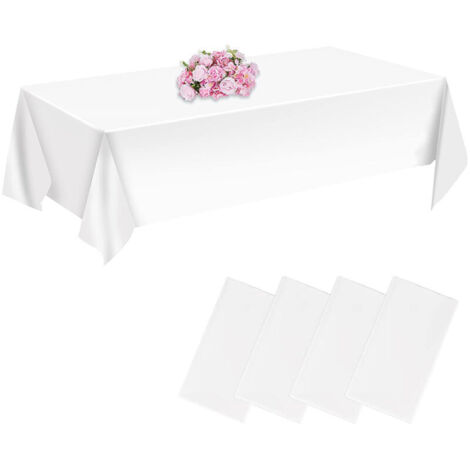 Nappes jetables imperméables blanches 137 x 274 cm – Lot de 4 unités idéales pour mariages, anniversaires et événements festifs