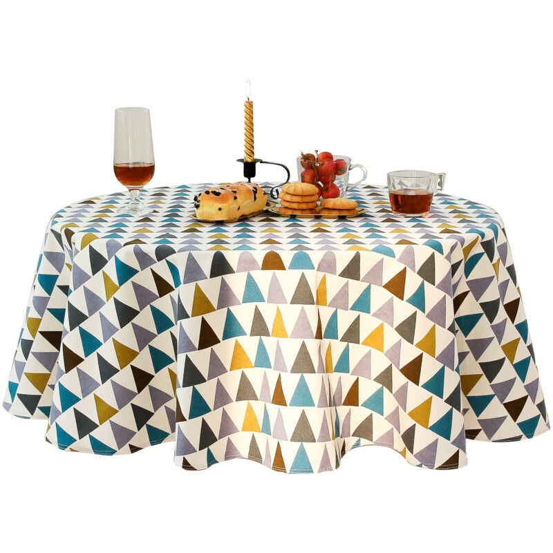 Galozzoit - Nappes,Ronde 120 cm en Coton et Lin Tissu Nappe en Sergé Simple Style Nordique Frais Durable Réutilisable Infroissable Décoration pour