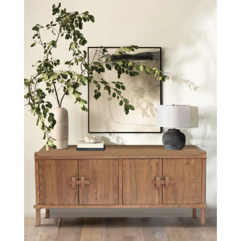 NARA- Buffet bas en bois massif de Sungkai 170 cm - Style asiatique