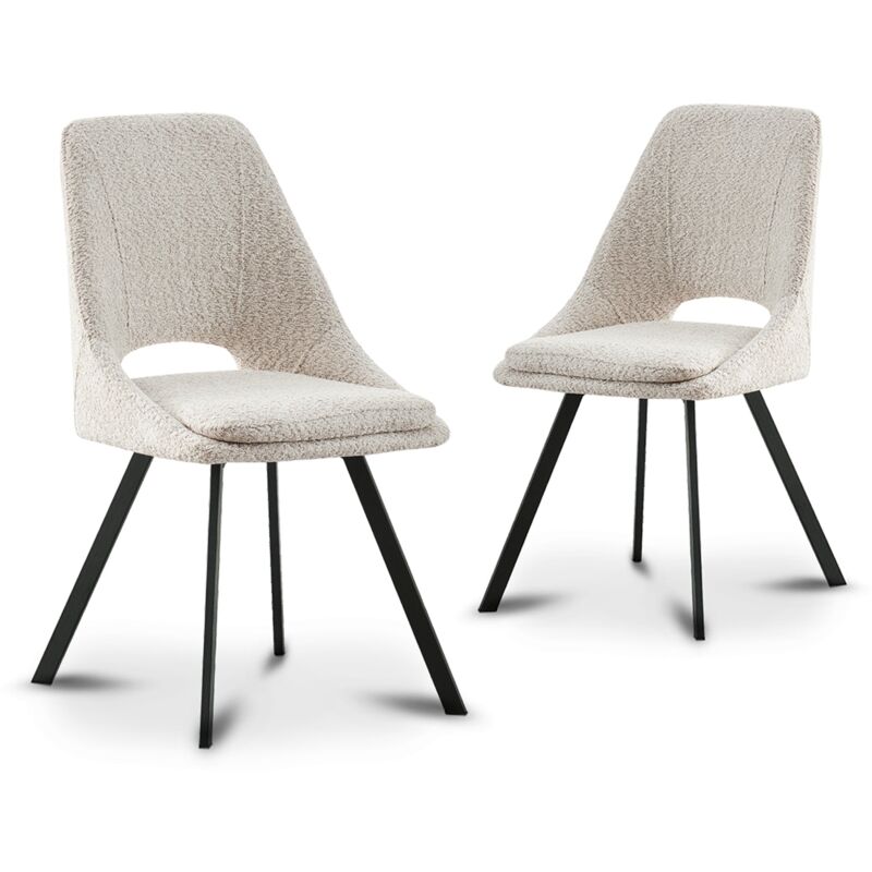 Deco In Paris - narcisse - Lot de 2 chaises effet peau de mouton beige narcisse