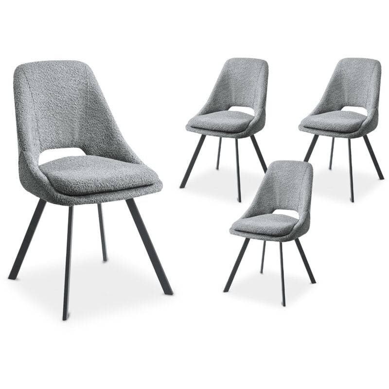 Deco In Paris - narcisse - Lot de 4 chaises effet peau de mouton gris clair narcisse