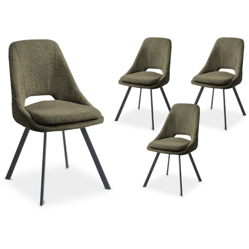 Deco In Paris - narcisse - Lot de 4 chaises effet peau de mouton vert kaki narcisse