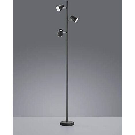 NARCOS PIANTANA LED 20,7W 1980lm, 3000K 3 DIFFUSORI ORIENTABILI LUCE PASSANTE NERO OPACO CON TOUCH DIMMER 4 INTENSITA' H.154CM