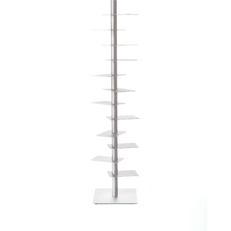 Nardo  Bianco - h 200 cm libreria autoportante a colonna ripiani girevoli scaffali libri originale BBB Italia design Michele Franzina acciaio metallo salotto casa ufficio