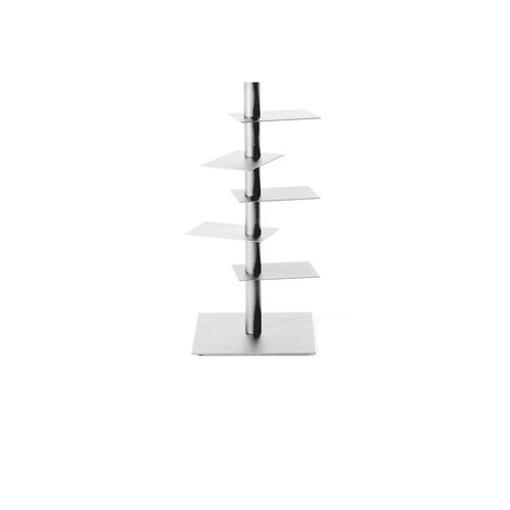 Nardo Grigio alluminio bucciato - h 95 cm libreria autoportante a colonna ripiani girevoli scaffali libri originale BBB Italia design Michele Franzina acciaio metallo salotto casa ufficio