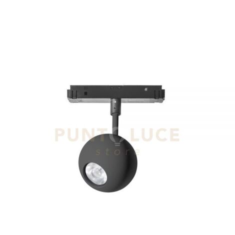 NARDO SP - FARETTO PROIETTORE REGOLABILE NERO TONDO INCASTRO MAGNETICO PER BINARIO 48V 3000K 410LM 8,5W