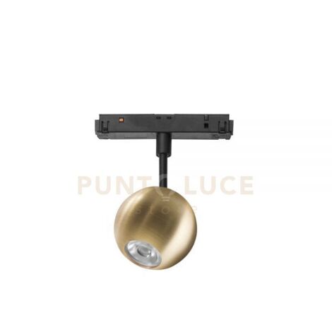 NARDO SP - FARETTO PROIETTORE REGOLABILE ORO TONDO INCASTRO MAGNETICO PER BINARIO 48V 3000K 410LM 8,5W