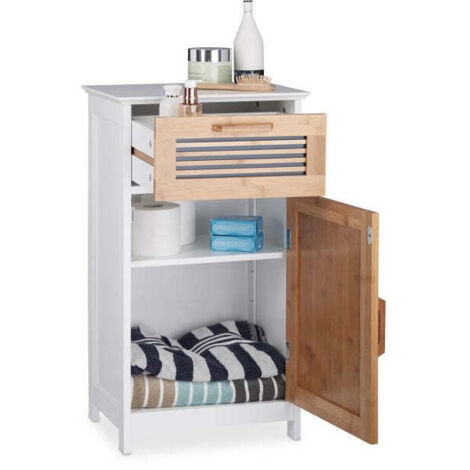 Narrow bathroom cabinet with drawer