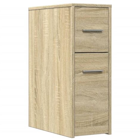Narrow Bathroom Cupboard with Wheels Sonoma Oak Engineered Wood vidaXL