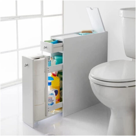 Narrow Bathroom Storage Cabinet, Slimline Bathroom Storage Box – Multi-Purpose Compact Organizer for Bathroom, Living Room, Kitchen & Hallway