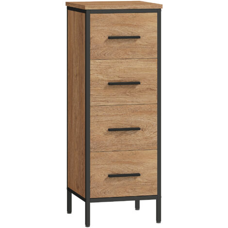 Narrow Bathroom Storage Cabinet with 4 Drawers - Oak