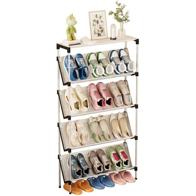 Narrow Shoe Rack, 5 Tiers, Shoe Rack, Shoe Rack, Dustproof, 64 x 17 x 108 cm, for Hallway, Hallway, Bedroom, Living Room – Black