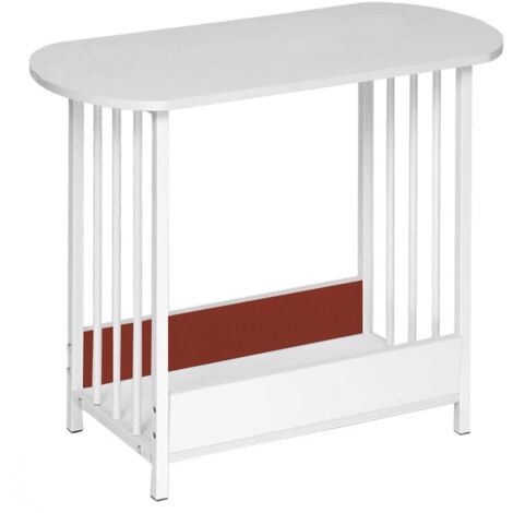Narrow Side Table, White Slim End Table, Small Bedside Table, Narrow Nightstand with Storage Shelf (White)