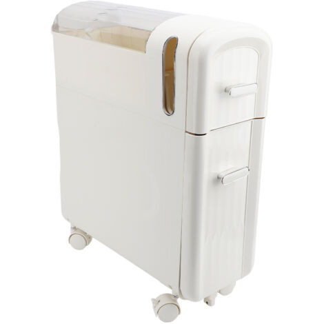 Narrow Storage Cabinet Multipurpose Modern Simple Design Drawer Type 2 Tier Slim Bathroom Storage Cabinet for Bathroom Kitchen Cream