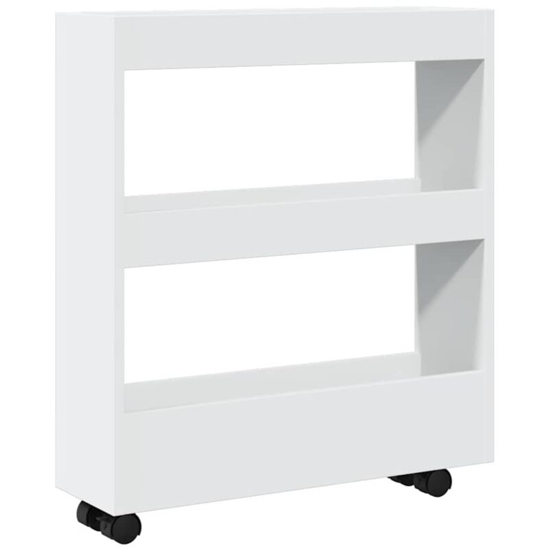 vidaXL Narrow Storage Trolley 3 Tier White Engineered Wood, White