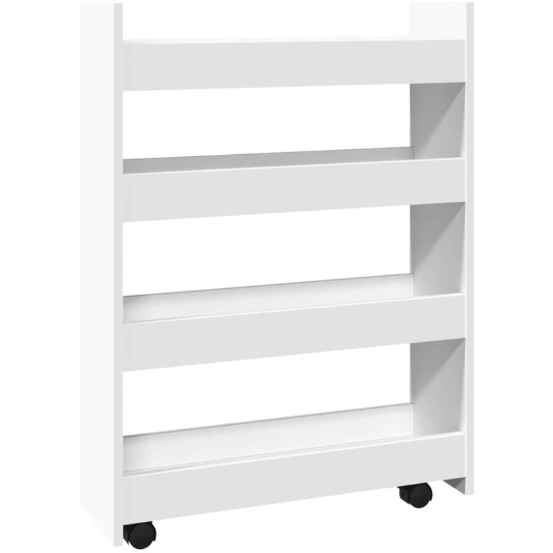 vidaXL Narrow Storage Trolley 4 Tier White Engineered Wood, White