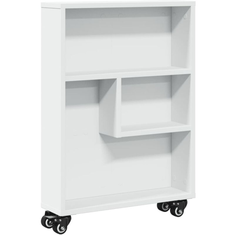 vidaXL Narrow Storage Trolley White 48X13X68 Cm Engineered Wood, White