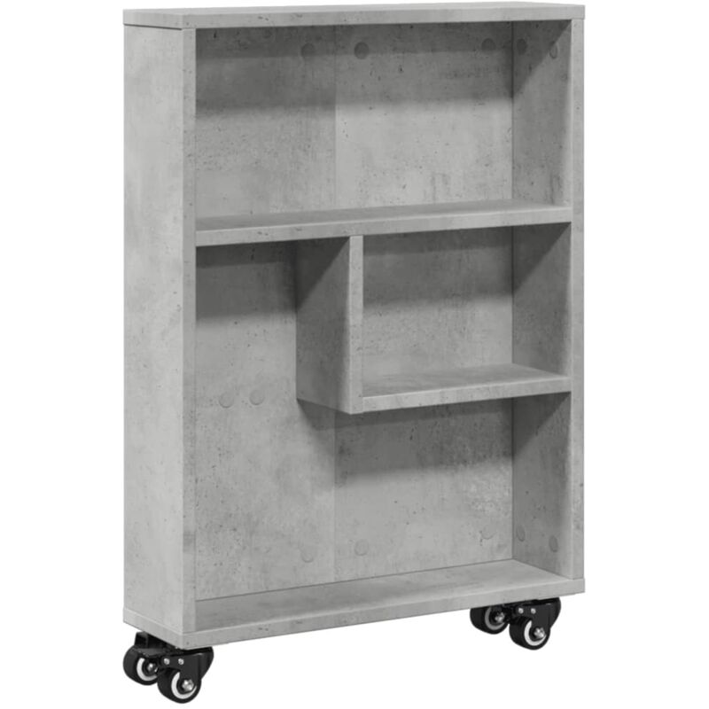 vidaXL Narrow Storage Trolley Concrete Grey 48X13X68 Cm Engineered Wood, Grey
