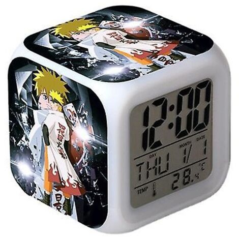 Naruto Digitalwecker (D), Quadratischer Wecker mit bunten Lichtern