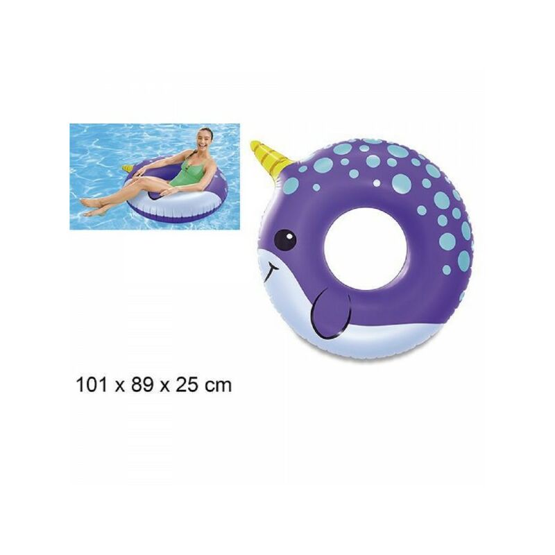 Trade Shop Traesio - Inflable Narval Unicornio Salvavidas 101Cm Piscina Verano Mar