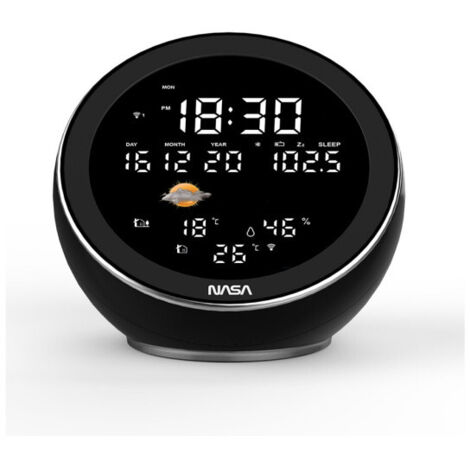 NASA WSP1500BK STATION MÉTÉO AVEC ENCEINTE BLUETOOTH, NOIR SW274
