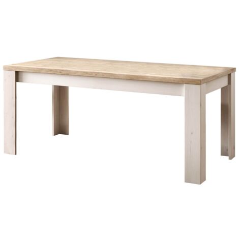NASHVIL - Table Repas 180cm Aspect Chêne Blanchi et Chêne clair