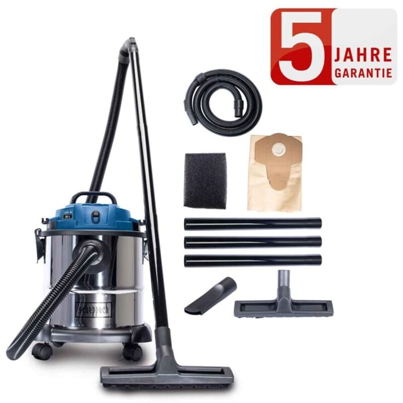 Scheppach - Nass- & Trockensauger NTS20 1200W 20L Metallbehälter Ausblasfunktion inkl. Zubehör