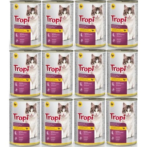 Nasses Katzenfutter mit Geflügel TROPI 415 g x 12 Stück POULTRY CAT