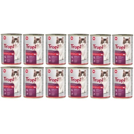 Nasses Katzenfutter mit Rindfleisch TROPI 415 g x 12 Stück RIND