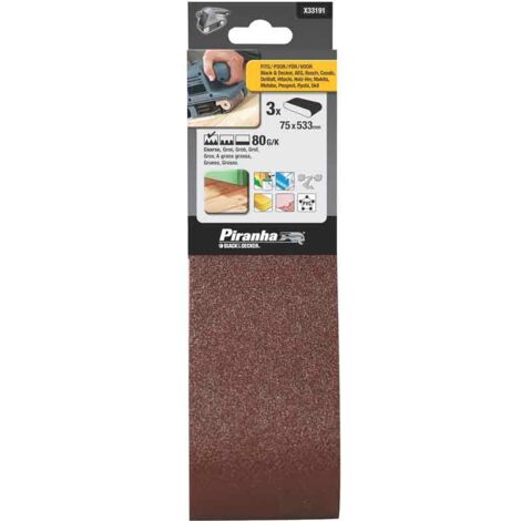 Nastri 75x533 mm Grana 80 per levigatrici a nastro Black and decker X33191-XJ