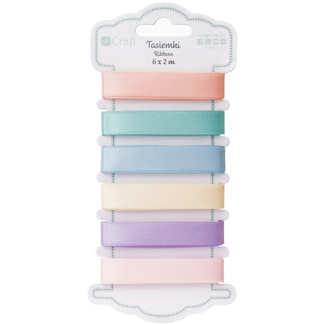 Nastri di raso color pastello, 2 m, 6 pezzi