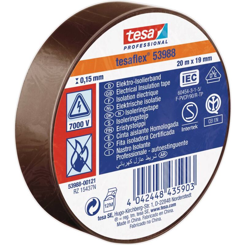 Tesa Tesa 53988-00121-00 Nastro isolante tesa® Professional Marrone (l x l) 20 m x 19 mm 1 pz.