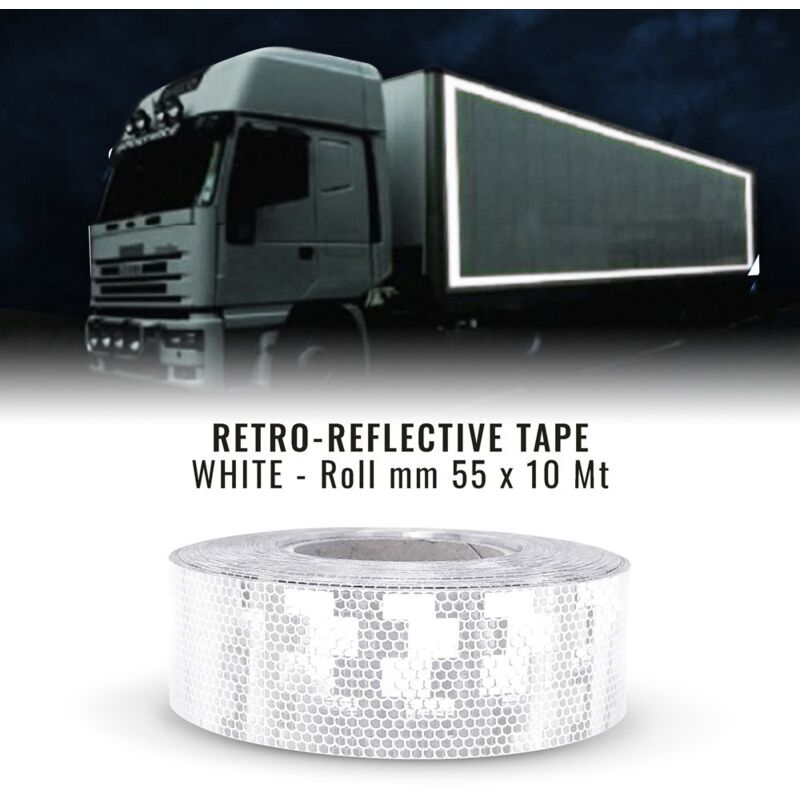 Nastri Rifrangenti Conspicuity Omologati Ece Onu 104, 55 mm x 10 mt - Colore: BIANCO