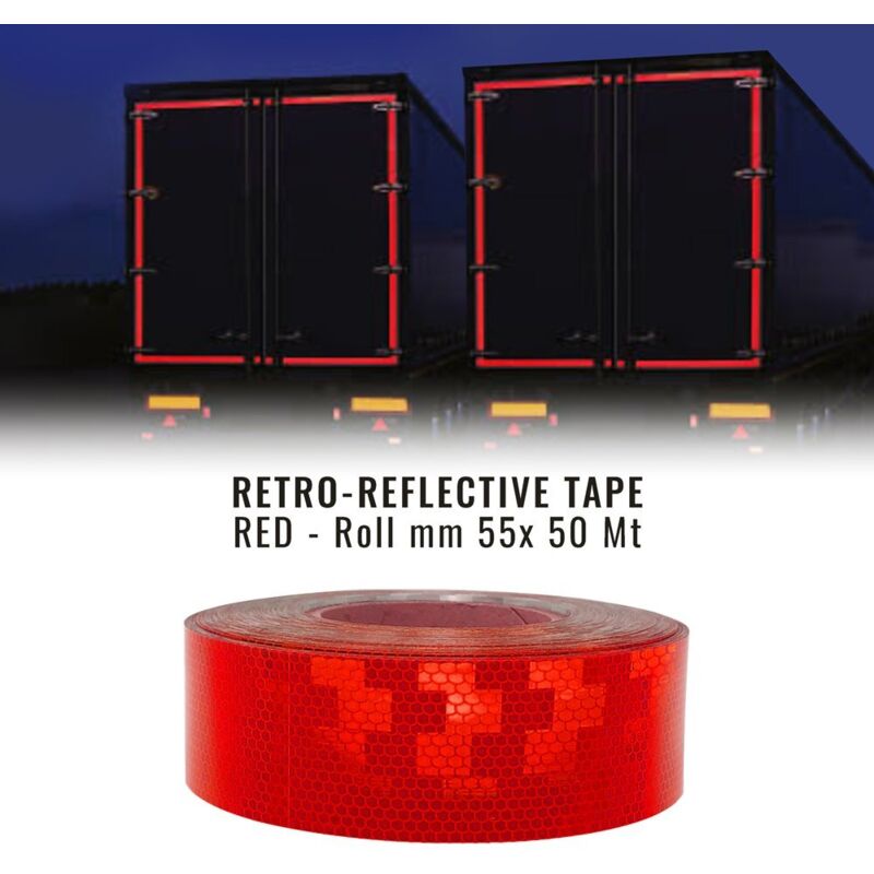 Nastri Rifrangenti Conspicuity Omologati Ece Onu 104, 55 mm x 50 mt - Colore: ROSSO