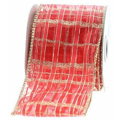 Nastro a rete natalizio 274 cm - colore rosso/oro - addobbo decorazione natale