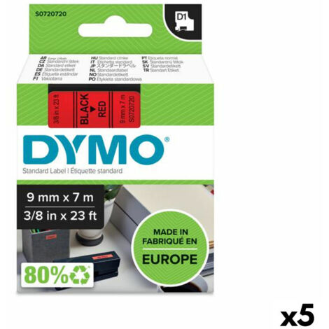 Nastro a trasferimento termico Dymo D1 40917 7 m Nero/Rosso (5 Unità)