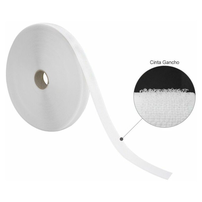 Image of Wolfpack - Velcro gancio per nastro adesivo con rotolo adesivo bianco 25 metri