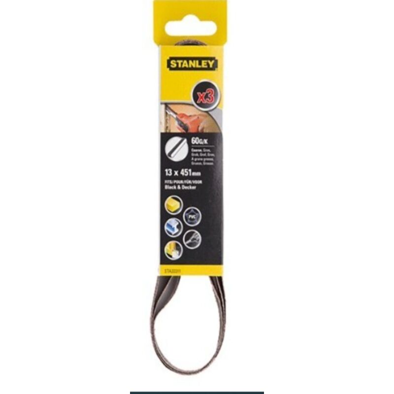 3 nastri tela brasivi per limaelettrica 6x451MM - grana 60 - Stanley