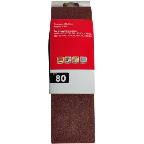 Nastro abrasivo VALEX 1905081 per levigatrici a nastro - 3 pezzi - grana 80 - 75 x 533 mm