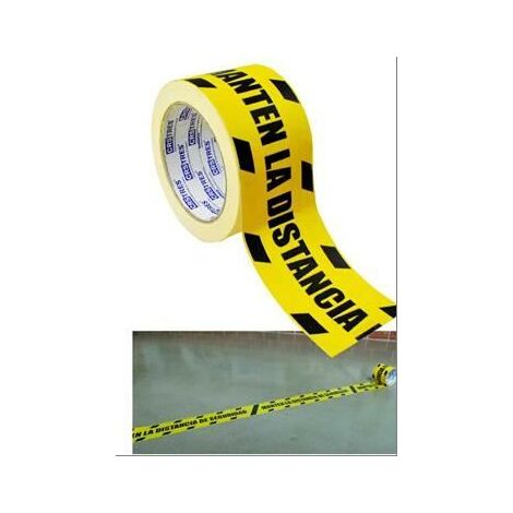 Nastro adesivo 72 mm x 25 metri giallo/nero mantenere le distanze.