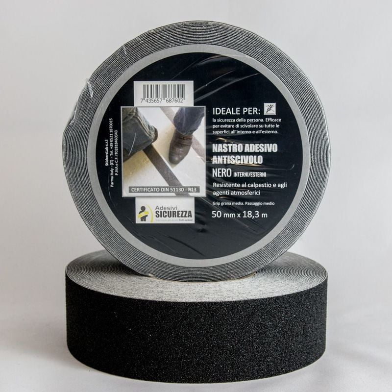 Nastro adesivo antiscivolo certificato colore nero in varie misure Packaging - 50 mm x 18,3 mt ( 1 Rotolo)