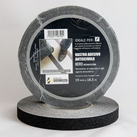 Nastro adesivo antiscivolo certificato colore nero in varie misure Packaging - 19 mm x 18,3 mt ( 1 Rotolo)