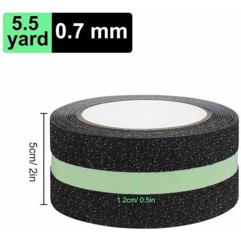 Nastro adesivo antiscivolo con pellicola luminosa che si illumina al buio, per scale e pavimenti scivolosi in interni ed esterni, 5 m x 5 cm (1 pz.)