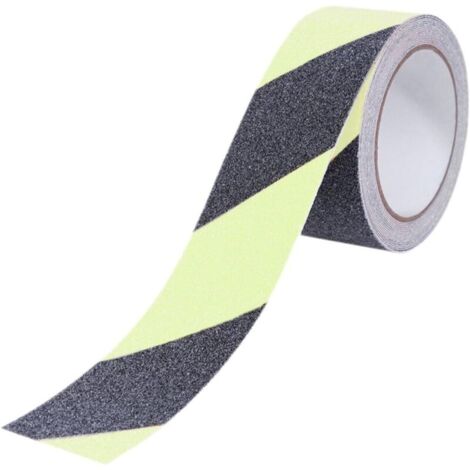 Nastro adesivo antiscivolo luminoso, striscia fosforescente autoadesiva per segnaletica esterna e indicazione direzionale, scale e pavimenti di sicurezza (5 cm x 10 m)