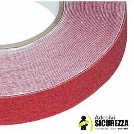 Nastro adesivo antiscivolo rosso per pavimenti e scale Larghezza - 25mm x 6MT