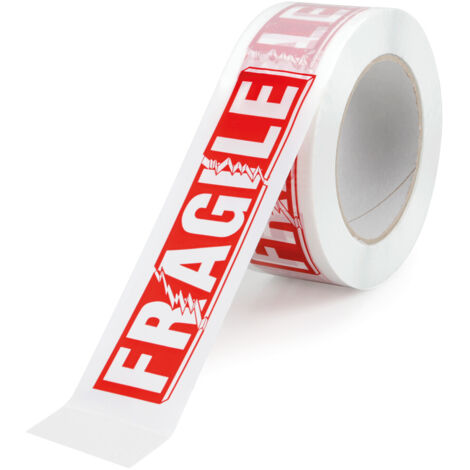 Nastro adesivo bianco con stampa fragile, set 6 pz