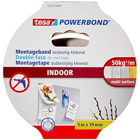 Nastro adesivo bianco Tesa Powerbond Indoor doppio attacco 19 mm