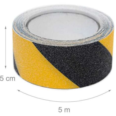 Nastro adesivo da 50 mm x 5 m per uso interno ed esterno, nero/giallo
